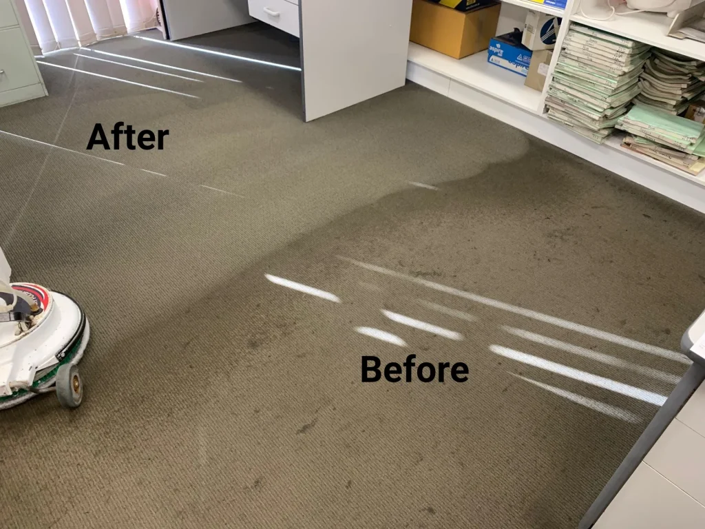 before after image of carpet restoration