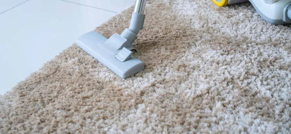 vacuuming the carpet